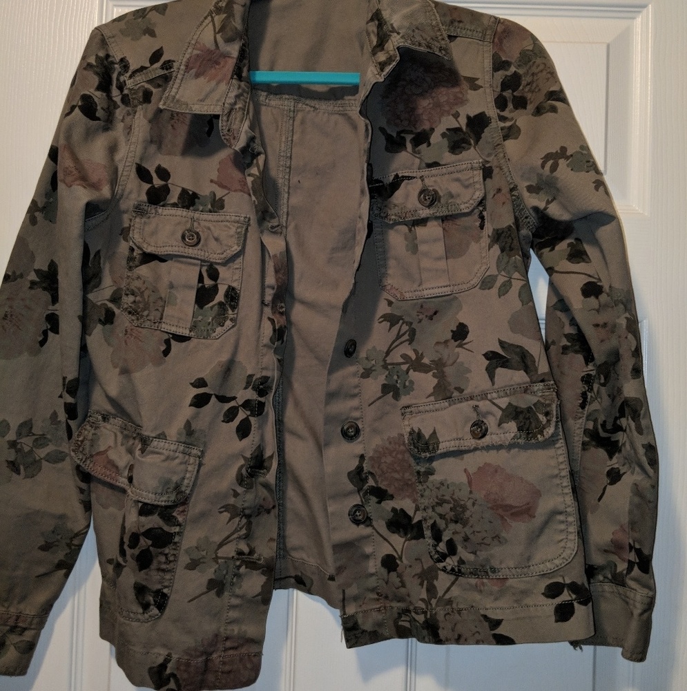 Floral Military Style Jacket